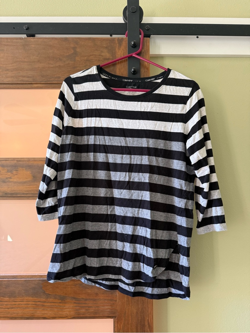 Calvin Klein Black & White Striped Long Sleeve Tee